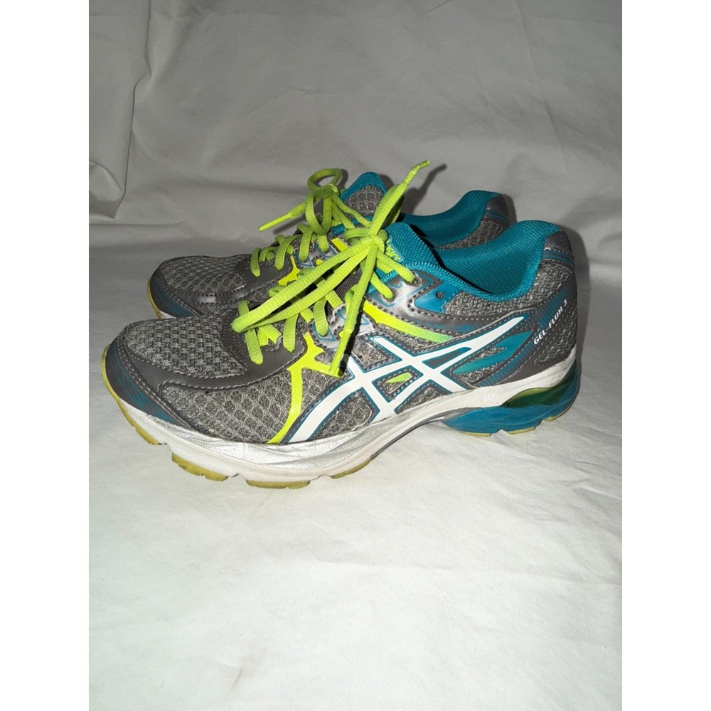 Asics Gel Flux 3 T664N Women's Sneakers US 6.5 Gray Blue Athletic Running Shoes